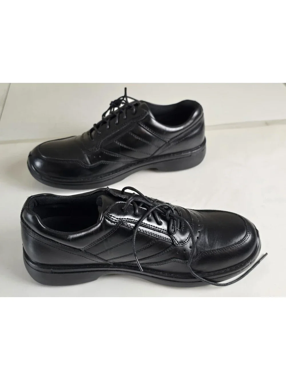 Soft Stags Mens 8.5D Black Faux Leather Work Shoes Walking Oxford Sneaker Casual
